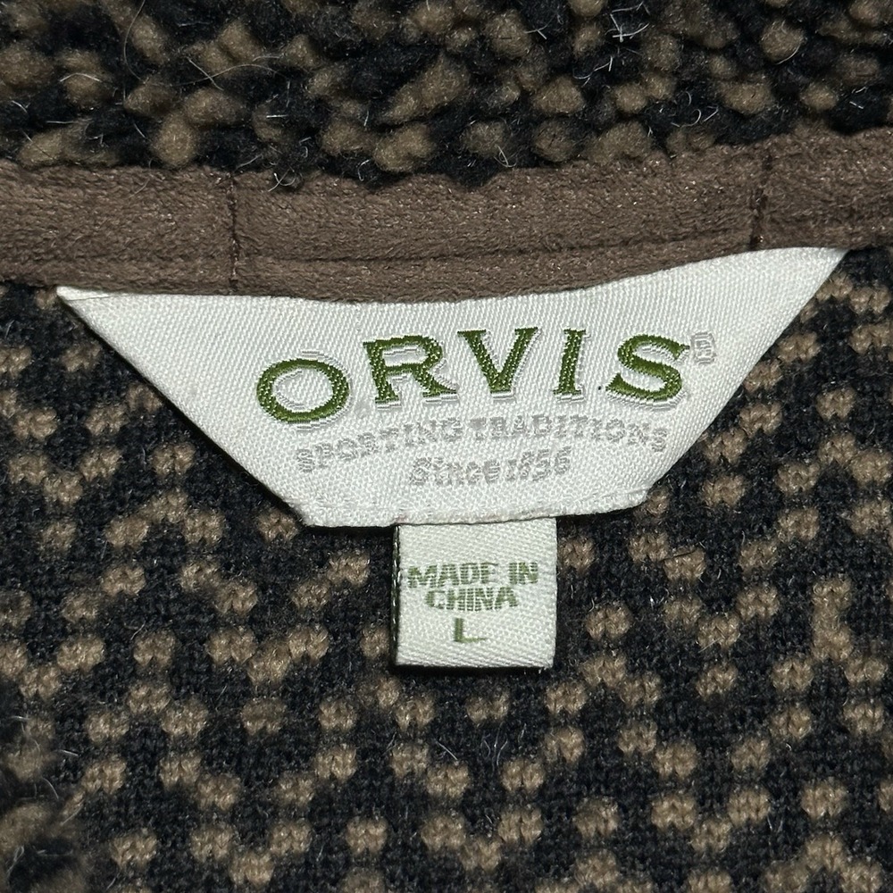 Orvis Deep Pile Toggle Cardigan Womens Large Teddy Textured Chevron Pattern - Picture 3 of 11